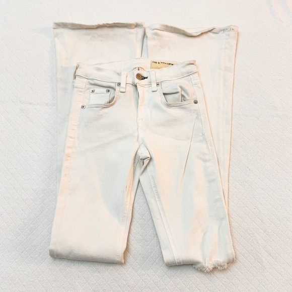 Rag & Bone High Rise Bell White Rip Denim Jeans Size 24 W1528O545BWR - Picture 5 of 7